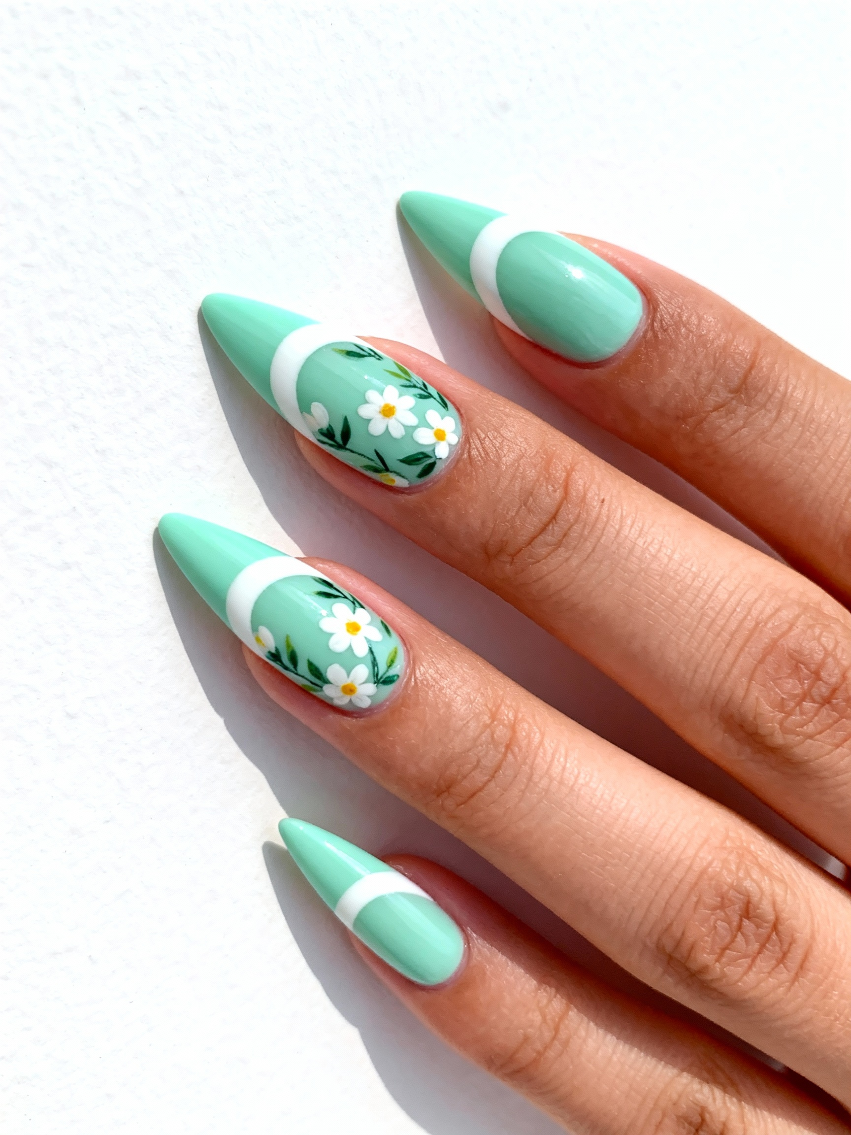 Mint French Tip Nail Design