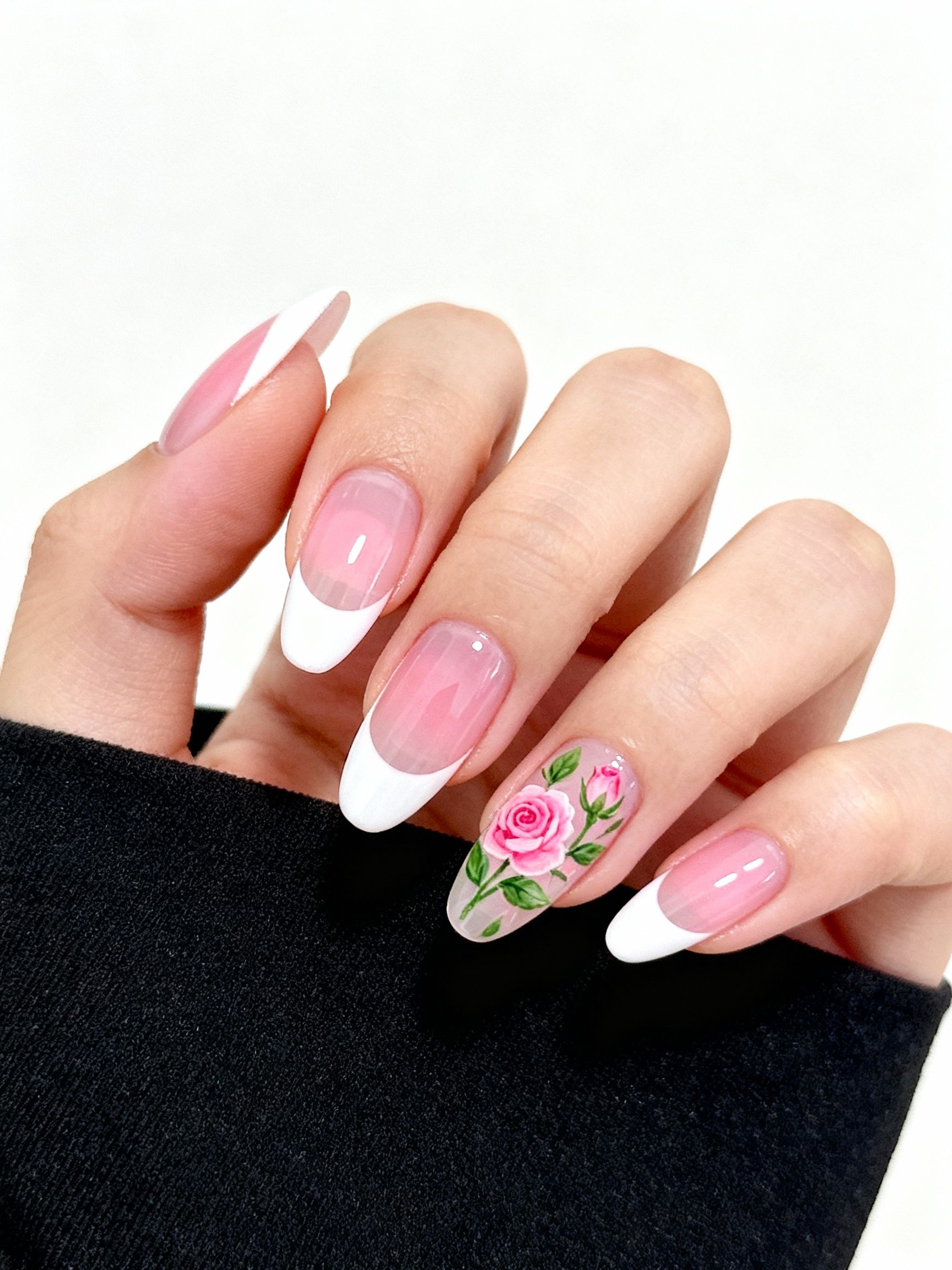 Pink French Tip Rose Design