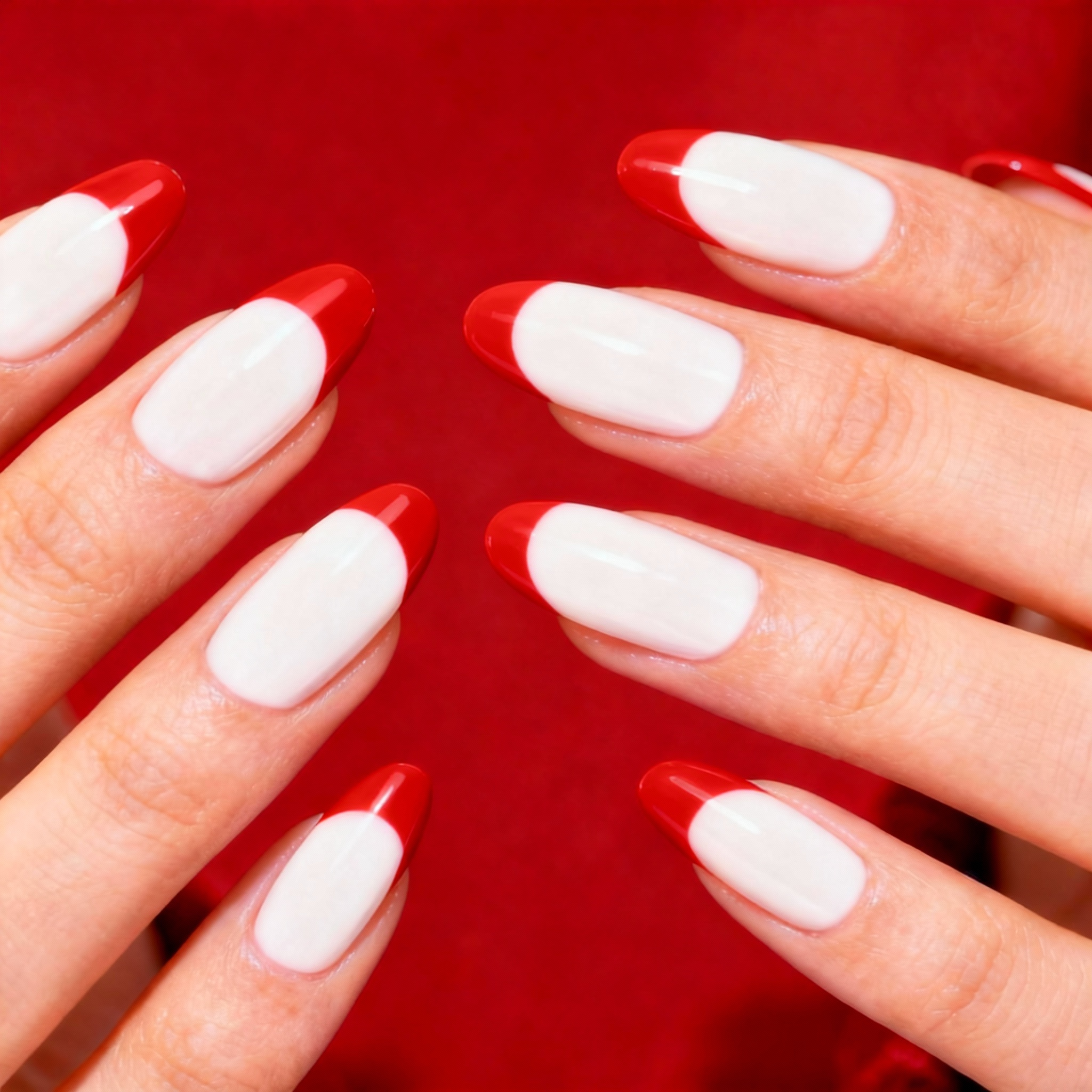 Red and White Nail Art