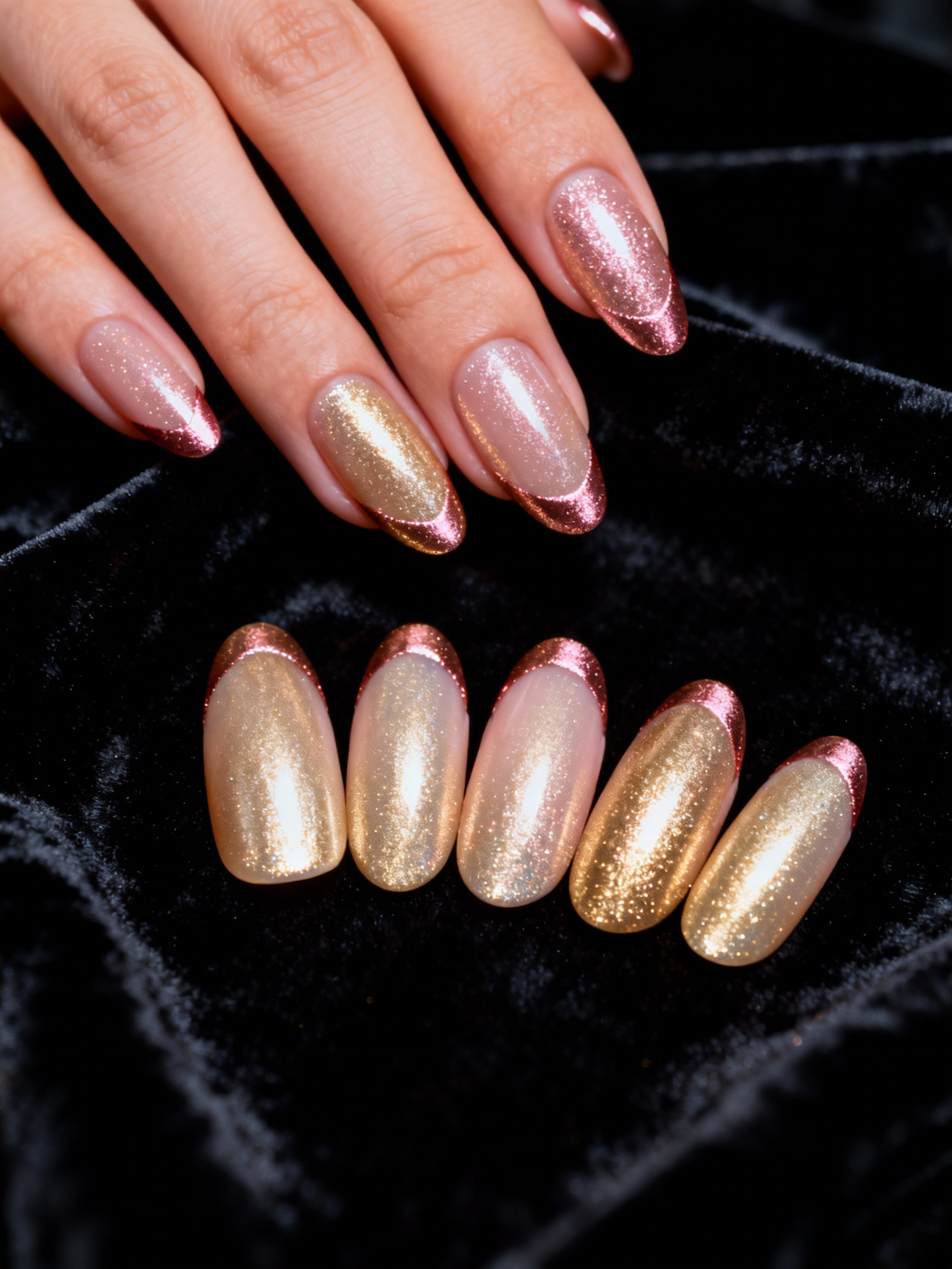 Rose Gold Gradient Nail Design