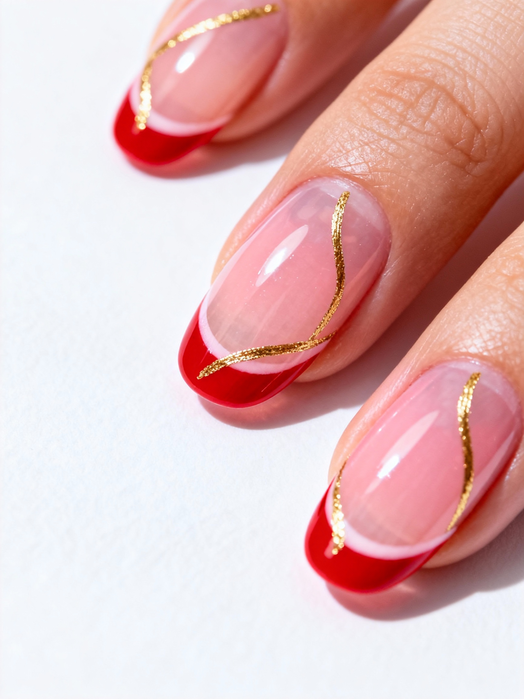 Pink and Red French Tip Design