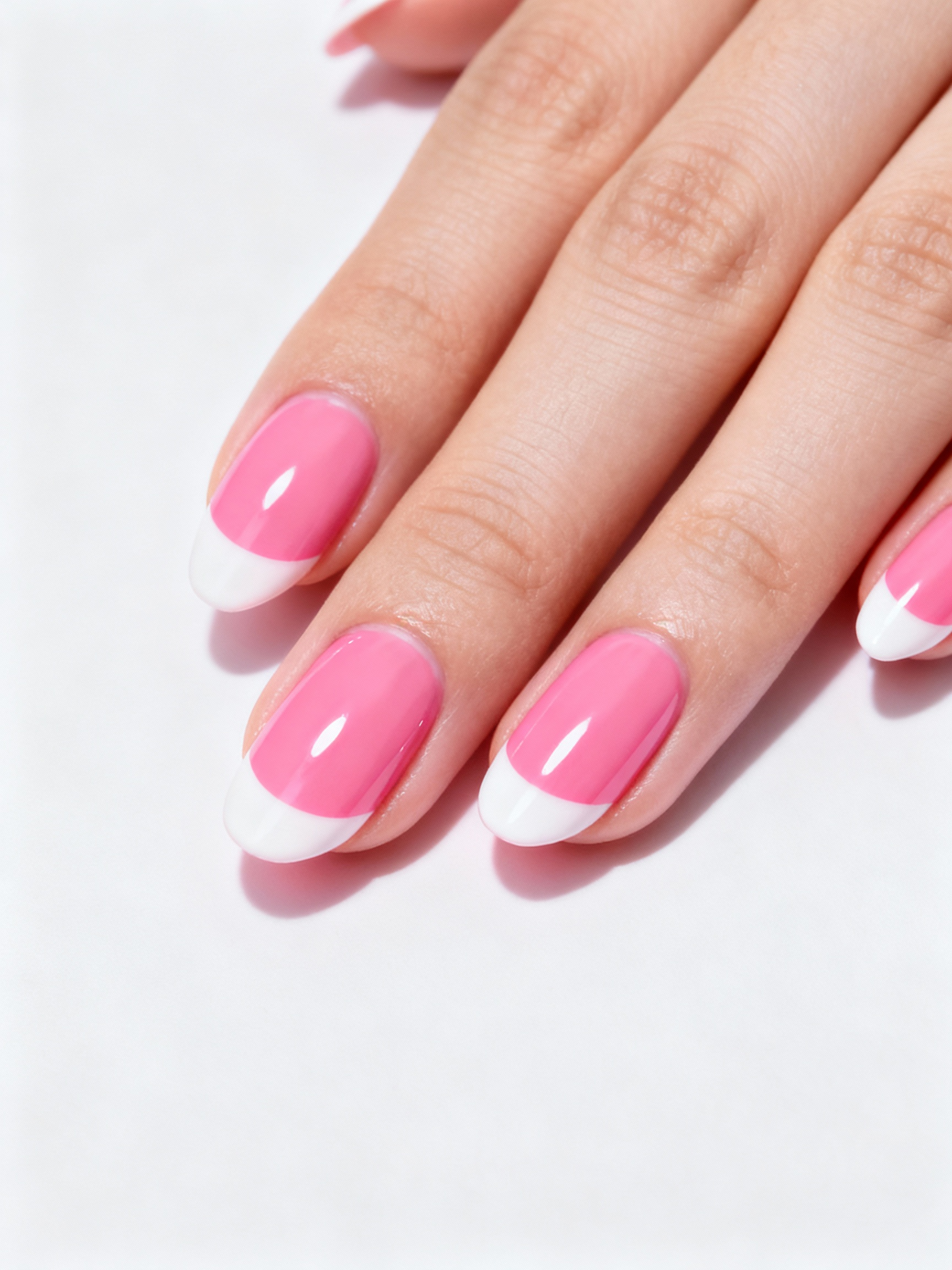 Pink and White Tip Nails