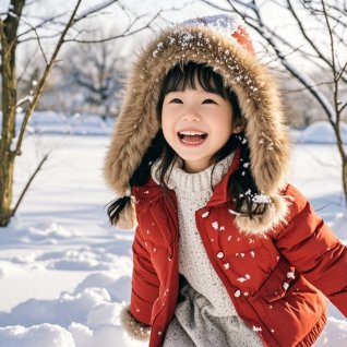 雪地上的小女孩